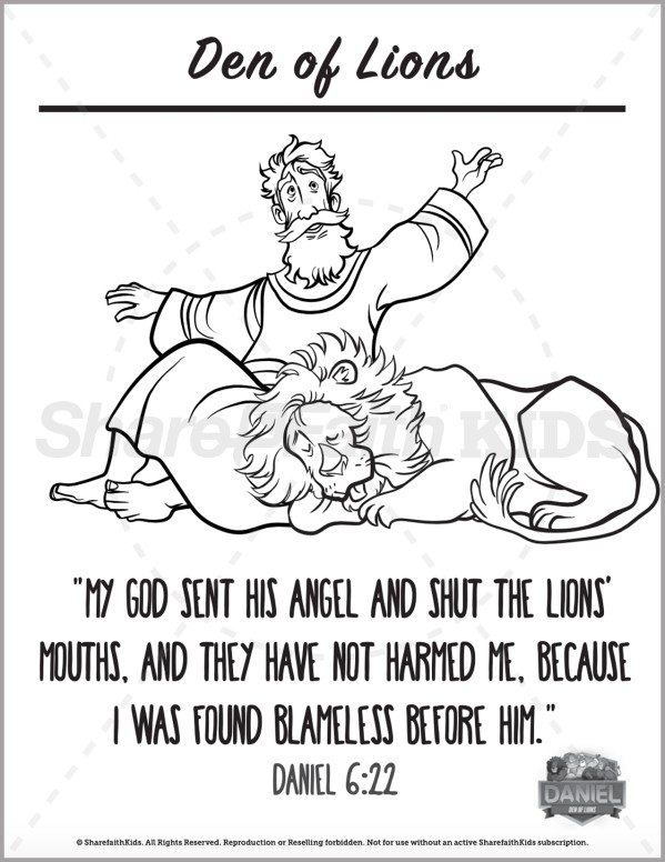 david and the lions den coloring pages