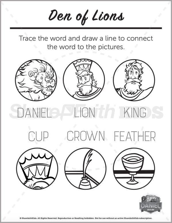 Daniel 6 Den of Lions Preschool Word Picture Match Sharefaith Kids