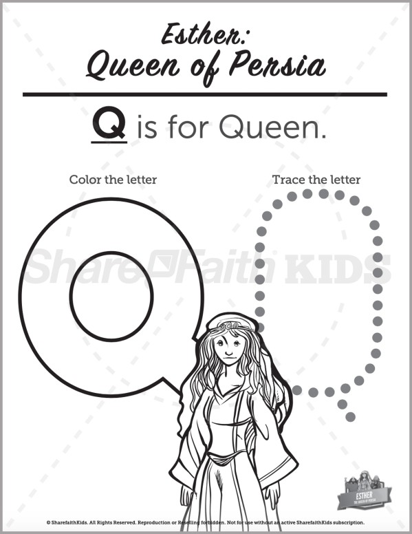 The Story of Esther Preschool Letter Coloring Thumbnail Showcase