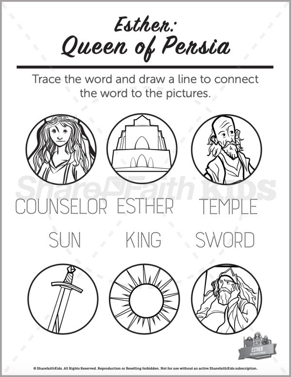 The Story of Esther Preschool Word Picture Match Thumbnail Showcase