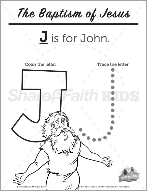 Matthew 3 The Baptism of Jesus Preschool Letter Coloring