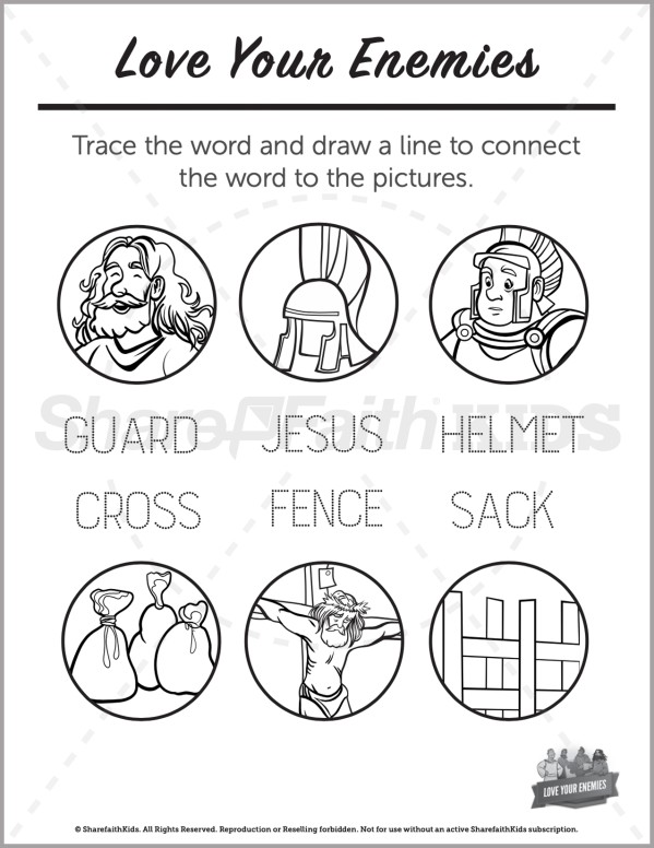 Matthew 5 Love Your Enemies Preschool Word Picture Match | Clover Media