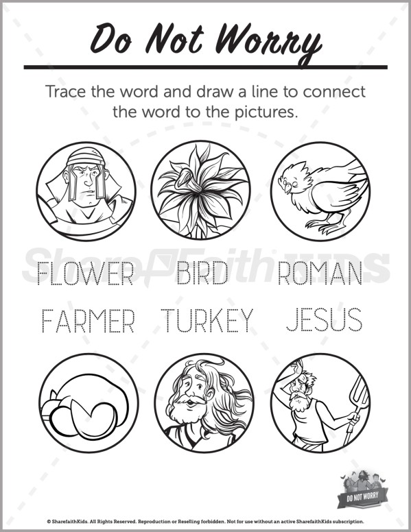 Matthew 6 Do Not Worry Preschool Word Picture Match Thumbnail Showcase