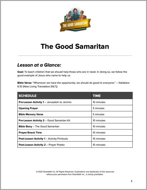 Luke 10 The Good Samaritan Preschool Curriculum Thumbnail Showcase