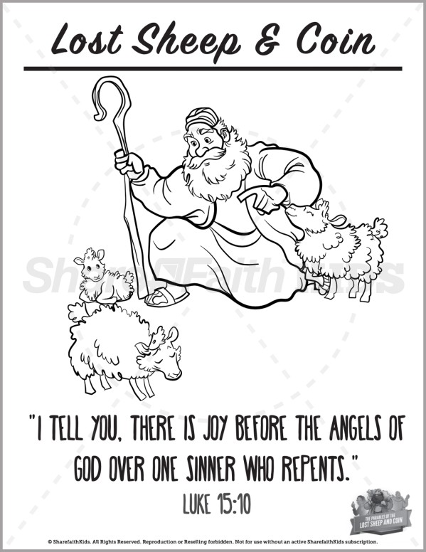 Luke 15 The Lost Sheep and Coin Preschool Coloring Pages Thumbnail Showcase