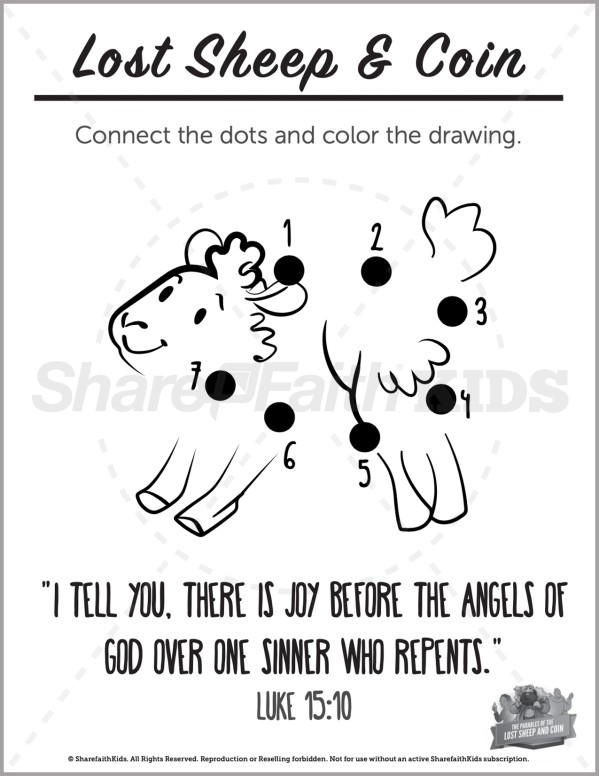 Luke 15 The Lost Sheep and Coin Preschool Dot to Dot