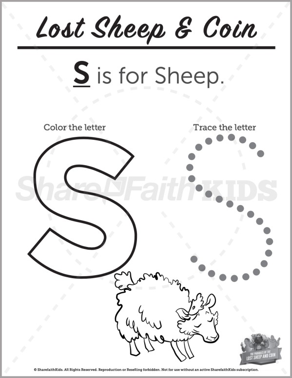 Luke 15 The Lost Sheep and Coin Preschool Letter Coloring Thumbnail Showcase