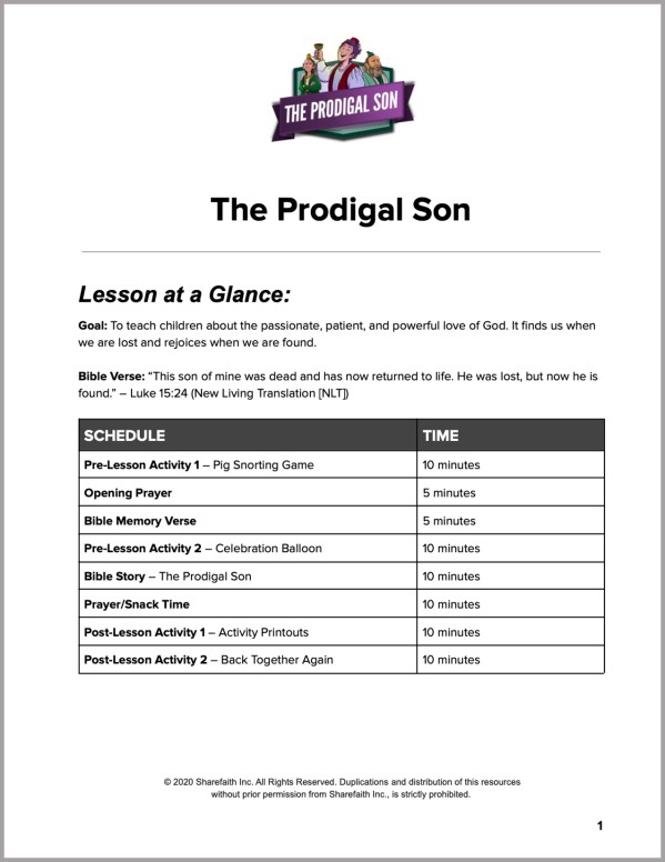 Luke 15 The Prodigal Son Preschool Curriculum Thumbnail Showcase