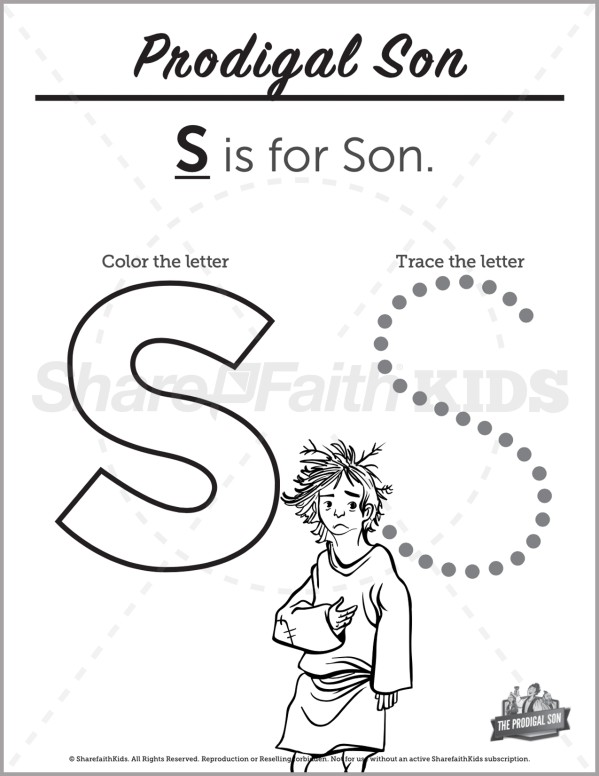 Luke 15 The Prodigal Son Preschool Letter Coloring Thumbnail Showcase