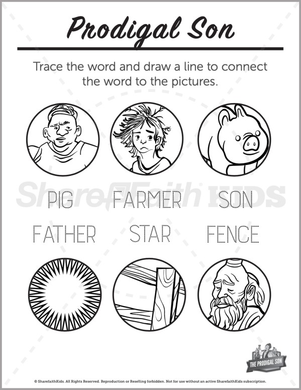 Luke 15 The Prodigal Son Preschool Word Picture Match Thumbnail Showcase