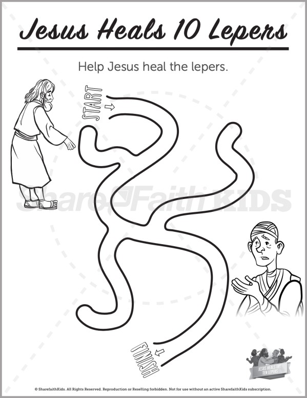 Luke 17 Jesus Heals 10 Lepers Preschool Mazes Thumbnail Showcase