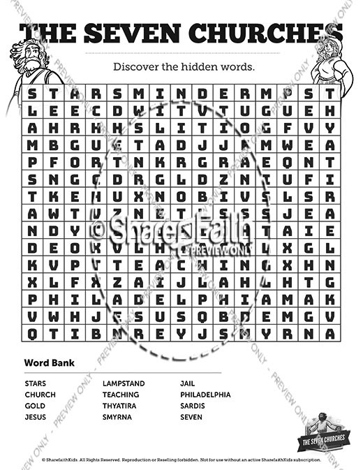 Revelation 2 3 The Seven Churches Bible Word Search Puzzles Thumbnail Showcase