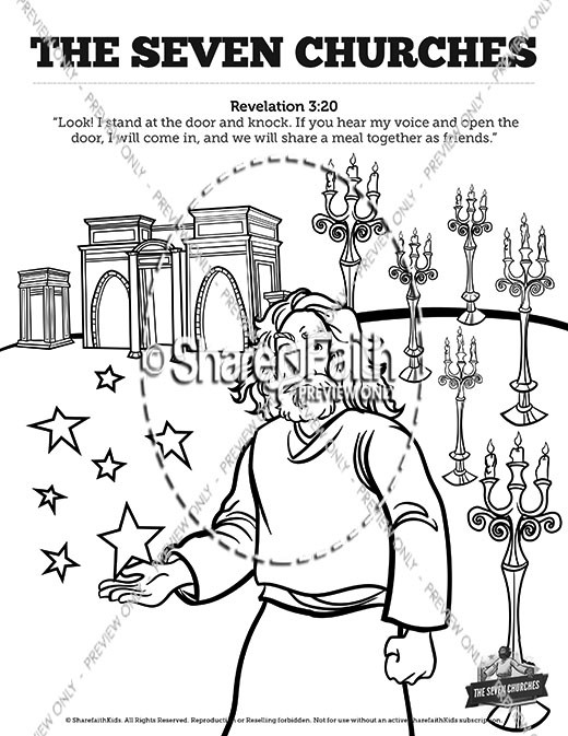 Revelation 2 3 The Seven Churches Sunday School Coloring Pages Thumbnail Showcase