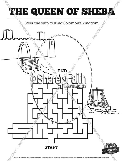 1 Kings 10 The Queen of Sheba Bible Mazes Thumbnail Showcase