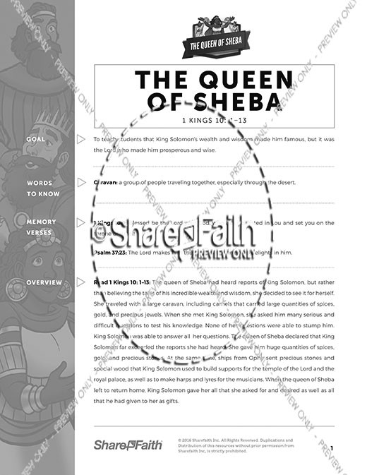 1 Kings 10 The Queen of Sheba Curriculum Thumbnail Showcase