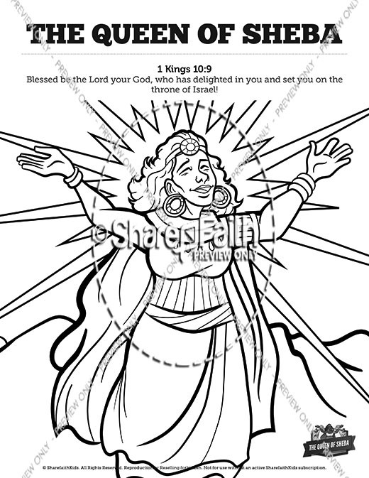 1 Kings 10 The Queen of Sheba Sunday School Coloring Pages Thumbnail Showcase