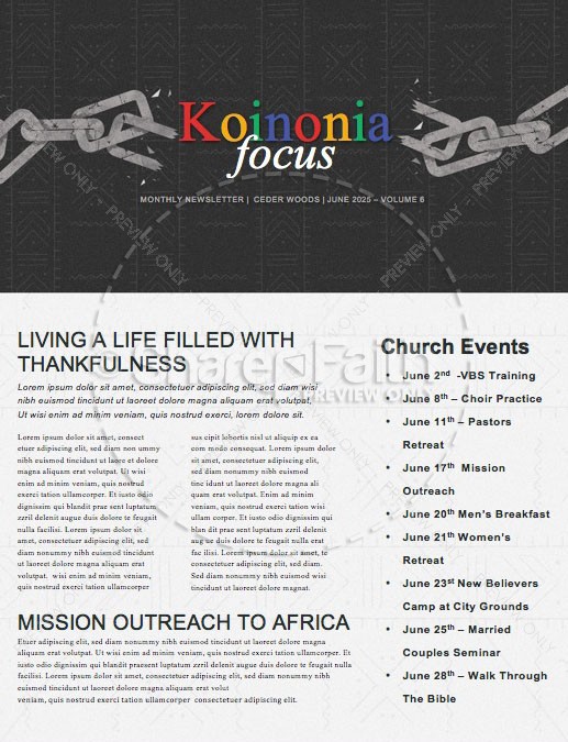 Juneteenth Freedom Church Newsletter Thumbnail Showcase