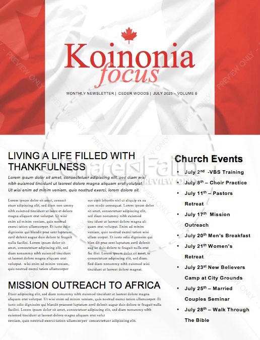 Canada Day Flag Church Newsletter Thumbnail Showcase