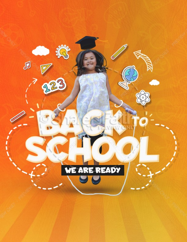 Back To School Orange Church Flyer Thumbnail Showcase
