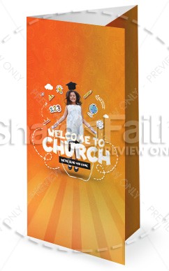 Back To School Orange Church Trifold Bulletin Thumbnail Showcase