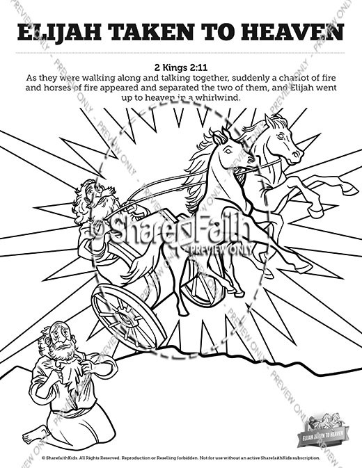 2 Kings 2 Elijah Taken to Heaven Sunday School Coloring Pages ...