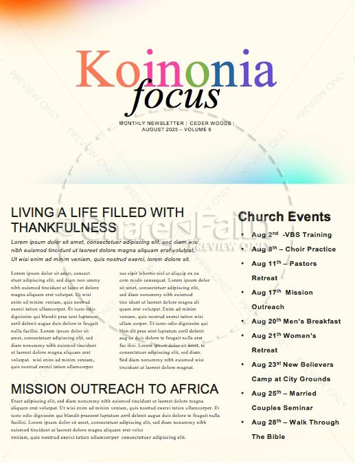 Homecoming Weekend Church Newsletter Thumbnail Showcase