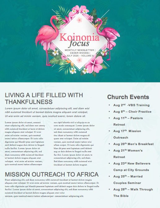 Flamingle Women's Group Church Newsletter