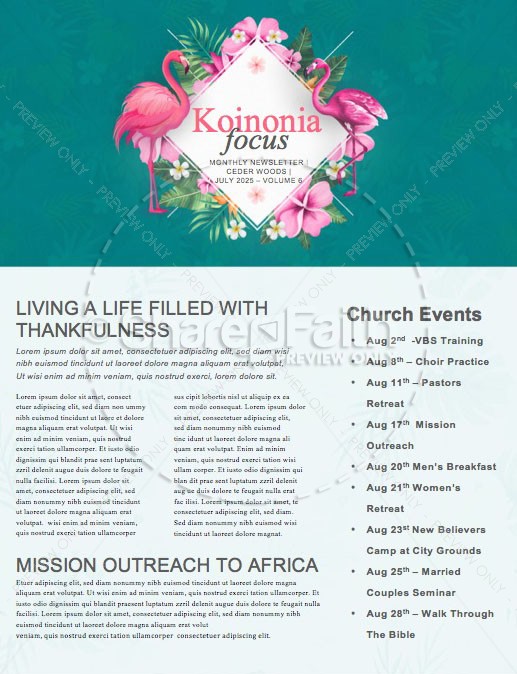 Flamingle Women's Group Church Newsletter Thumbnail Showcase