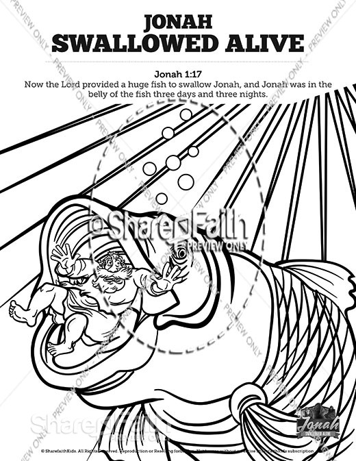 Jonah 1 Swallowed Alive Sunday School Coloring Pages