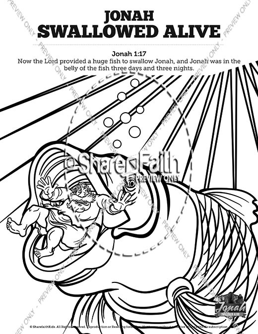 Jonah 1 Swallowed Alive Sunday School Coloring Pages Thumbnail Showcase