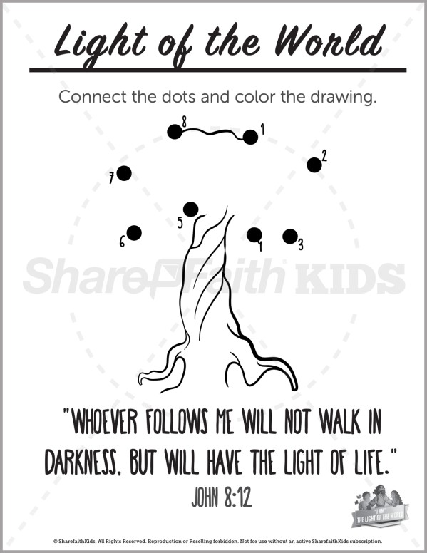 John 8 Light Of The World Preschool Dot to Dot