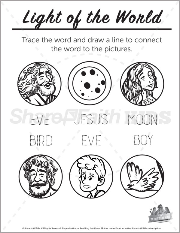 John 8 Light Of The World Preschool Word Picture Match