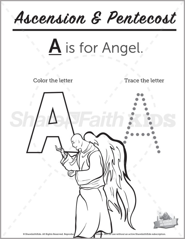 Acts 2 The Ascension and Pentecost Preschool Letter Coloring Thumbnail Showcase