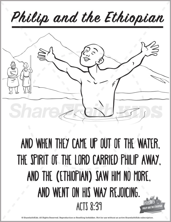 Acts 8 Philip and the Ethiopian Preschool Coloring Pages Thumbnail Showcase