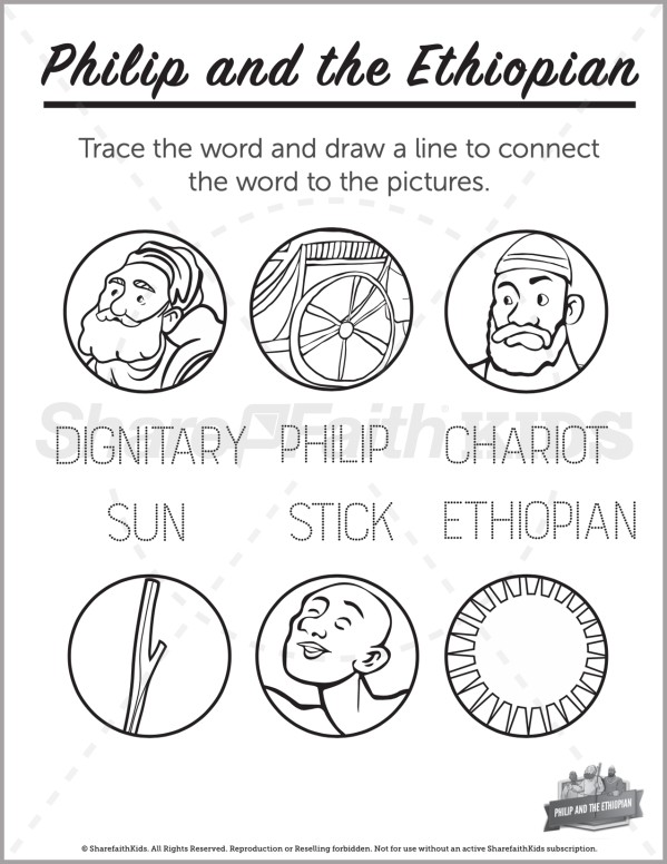 Acts 8 Philip and the Ethiopian Preschool Word Picture Match