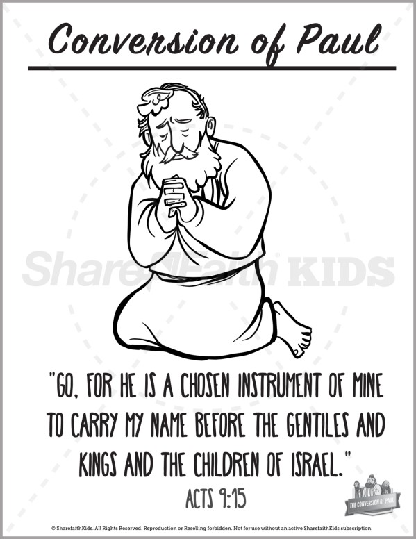 Acts 9 Paul's Conversion Preschool Coloring Pages