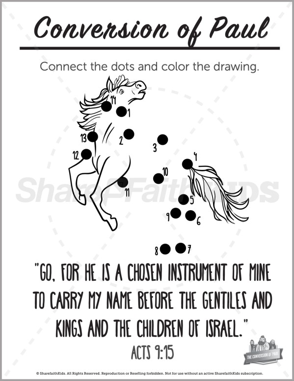 Acts 9 Paul's Conversion Preschool Dot to Dot