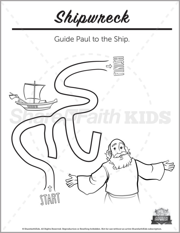 Acts 27 Shipwreck Preschool Mazes