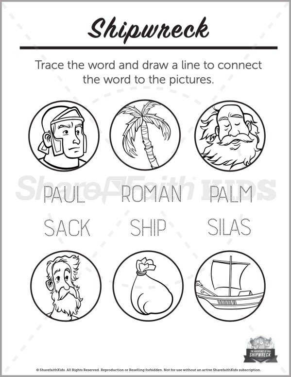 Acts 27 Shipwreck Preschool Word Picture Match