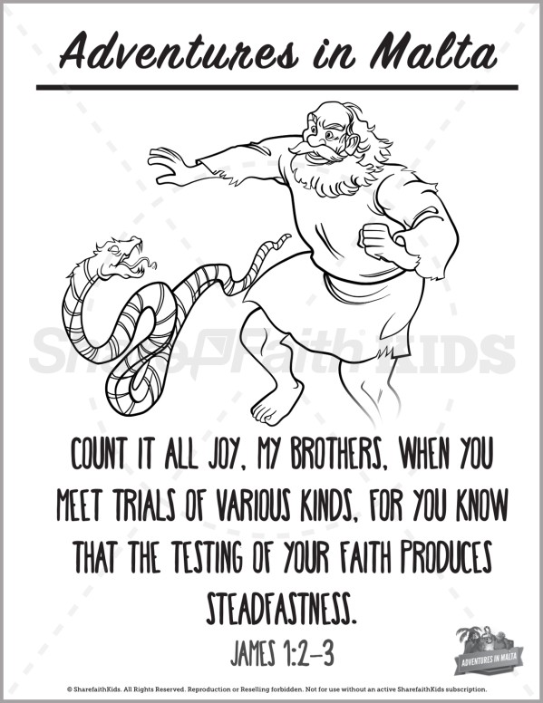 Acts 28 Adventures in Malta Preschool Coloring Pages