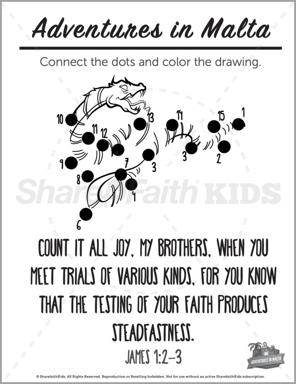 Acts 28 Adventures in Malta Preschool Dot to Dot