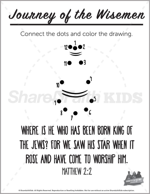 Matthew 2 Journey of the Wise Men Preschool Dot to Dot