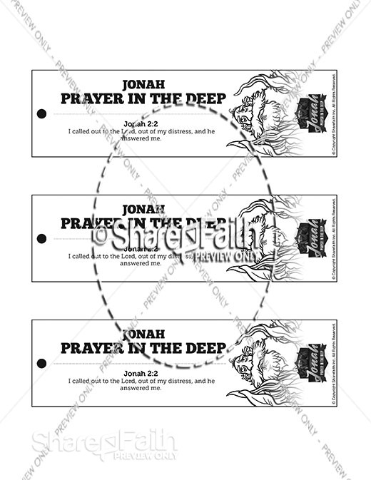 Jonah 2 Prayer in the Deep Bible Bookmarks