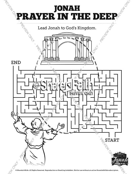 Jonah 2 Prayer in the Deep Bible Mazes Thumbnail Showcase