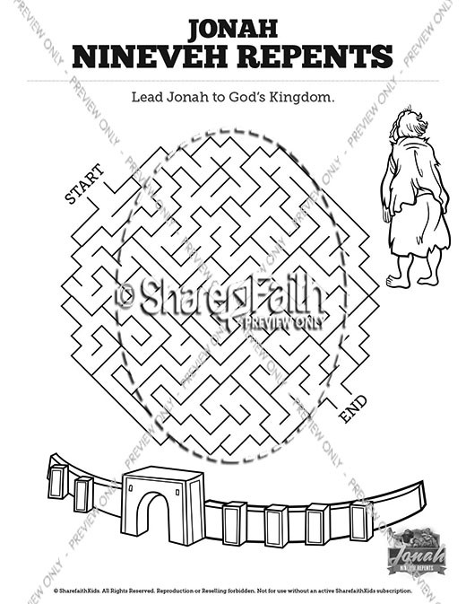 Jonah 3 Nineveh Repents Bible Mazes Thumbnail Showcase