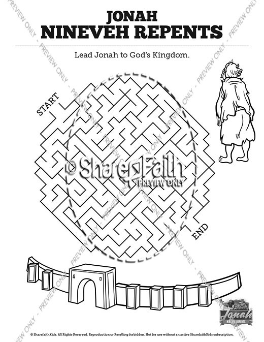 Jonah 3 Nineveh Repents Bible Mazes | Sharefaith Kids