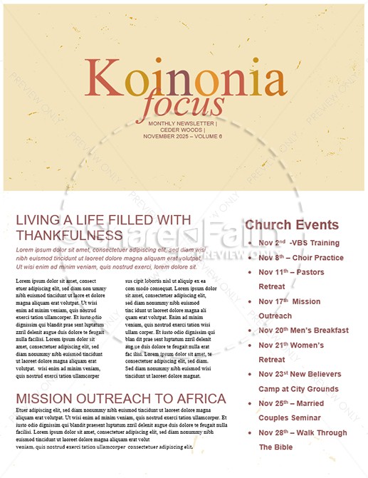 Thanksgiving Food Drive Church Newsletter Thumbnail Showcase