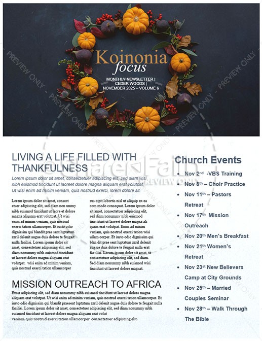 Always Grateful Thanksgiving Church Newsletter Thumbnail Showcase