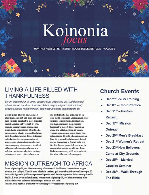 Christmas Party Newsletter Blue