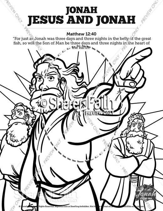 Matthew 12 Jesus and Jonah Sunday School Coloring Pages